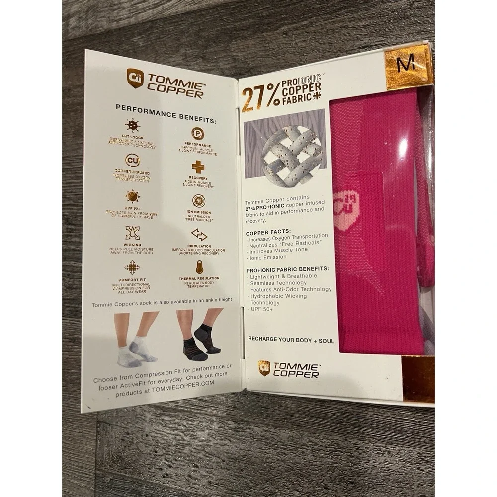 Tommie Copper Compression Socks Lot‎ of 2 Over The Calf Womens Pink M (9-12) NIB